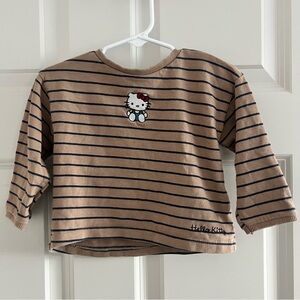 Zara Tan and Black Striped Hello Kitty Long Sleeve Tee